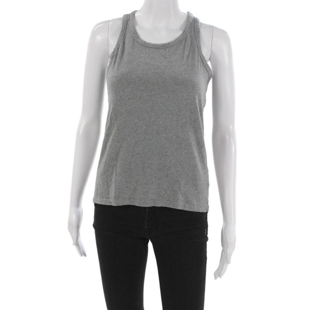 Majestic Filatures Womens Basic Cotton Sleeveless Tank Round Neck Gray Size 2